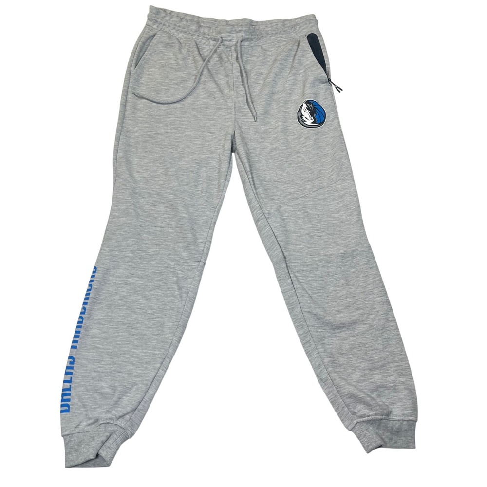 NBA Dallas Mavericks Joggers Heathered Grey Logo Athletic Sportswear L